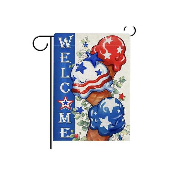 Other - Welcome July 4Th Ice Cream Patriotic Garden Flag Double Sided, America USA Stars